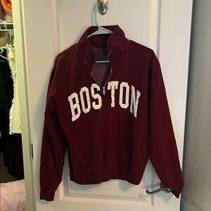 Brandy Melville Burgundy Quarter-Zip Boston Pullover